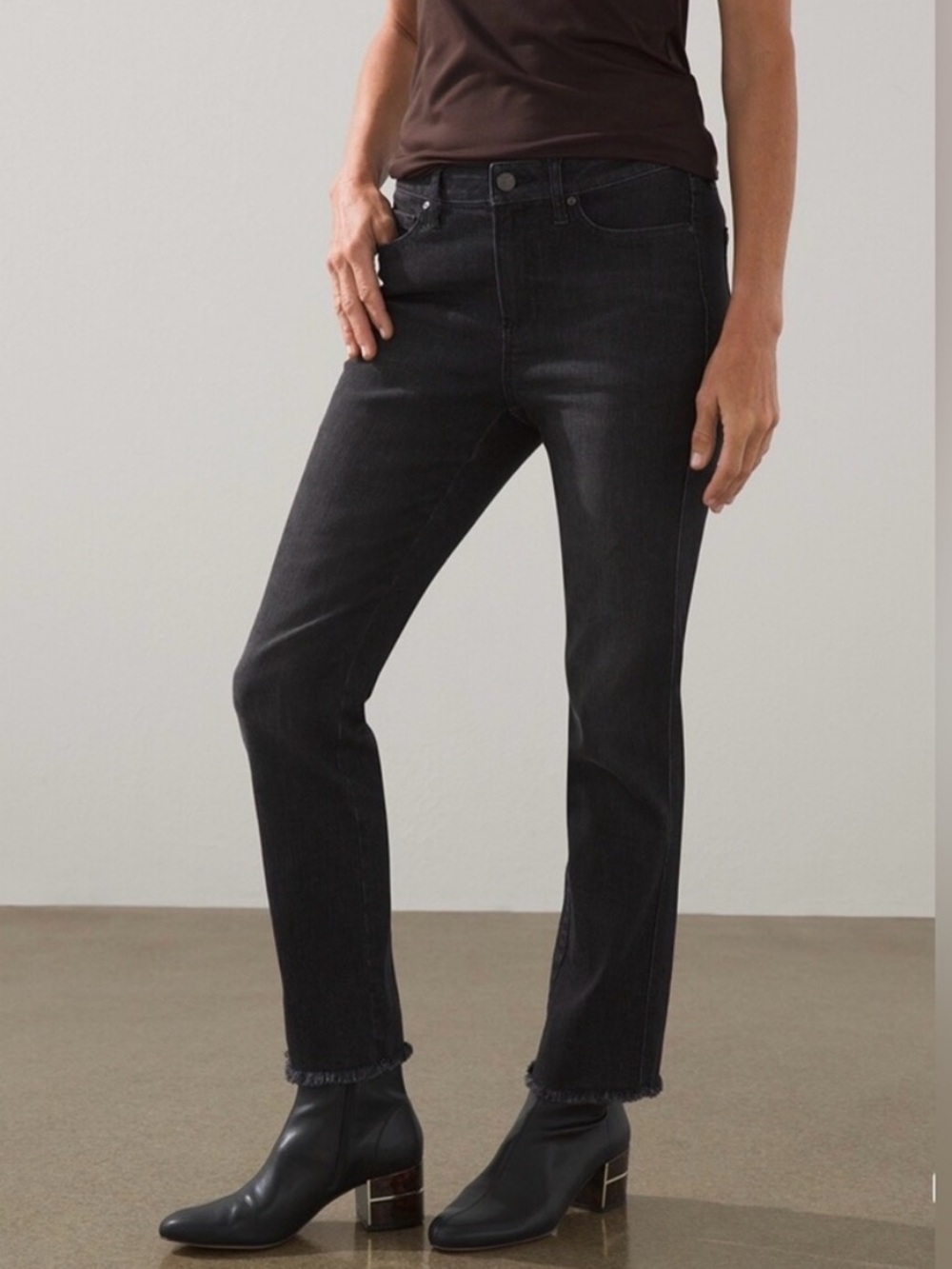 Chico’s washed black DefineMe Denim Straight leg Ankle jeans 2